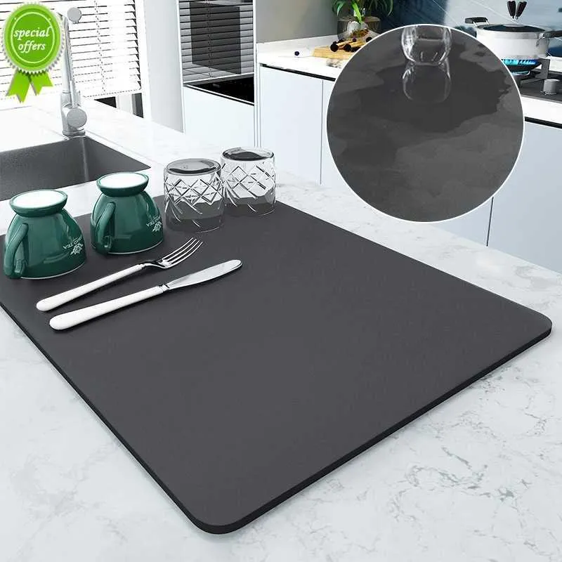 New Absorbent Tableware Mats Dish Drying Mat Drain Pad Heat Resistant Counter Top Mat Non-slip Draining Placemat Kitchen Accessories