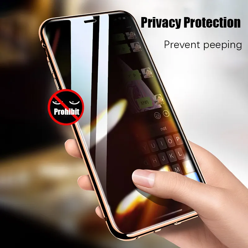 Casos magnéticos de vidro temperado de privacidade para iPhone 14 13 12 11 Pro xs max mini xr 6 6s 7 8 Plus SE CASA ANTI -SPY METAL MAGNET TOPE TAPE