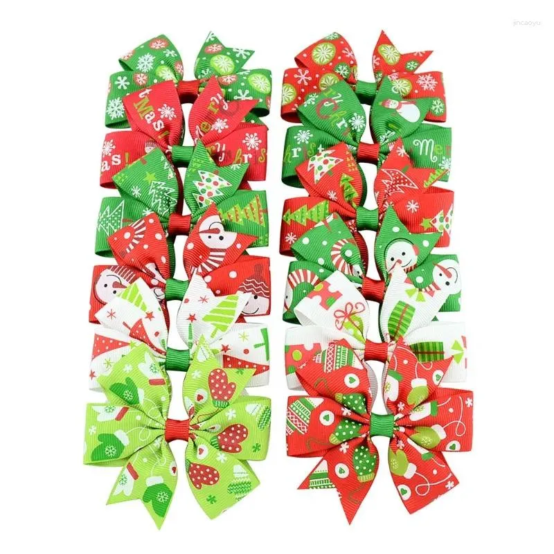 Hårtillbehör pannband Jul Baby Girls Ribbon Bow Hairpin Dovetail Bows With Clip for Women Kids Gifts