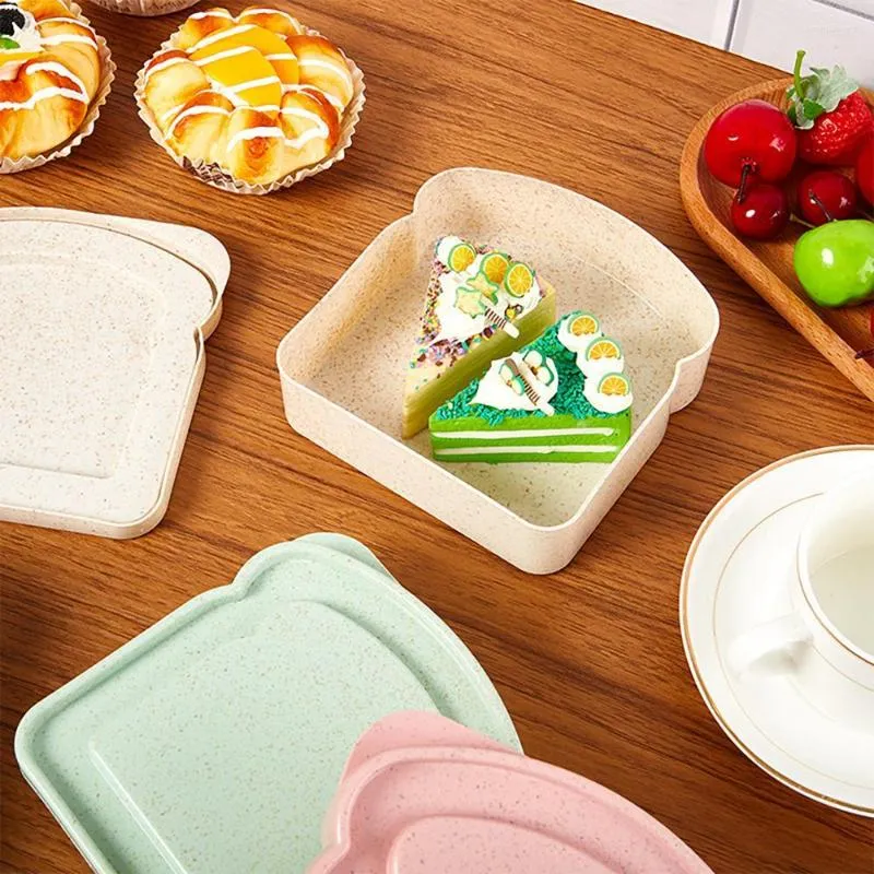 Dinnerware Sets Caixa de Armazenamento Longa Vestida de Toast com Lid Sandwich Recipler Dinner Sobremesa Carregar Armazenamento
