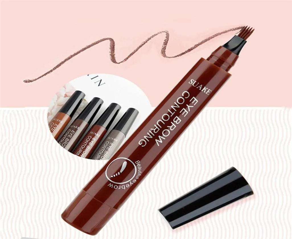 Suake Liquid Eyebrow Pen 5 Colors 4 Head Enhancer 4Tip Brow Longlasting Waterproof7777651