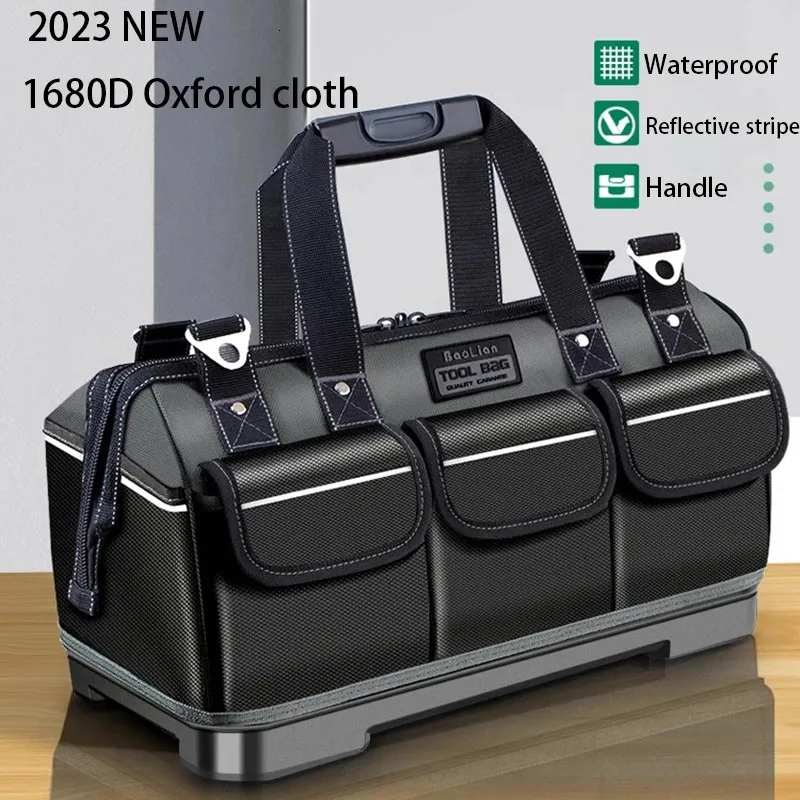 Bolsa de herramientas Bolsa de herramientas multifuncional Impermeable Resistente al desgaste Kit de herramientas de trabajo Electricista Profesional 1680D Oxford Tela Organizador Bolsa de herramientas 231122