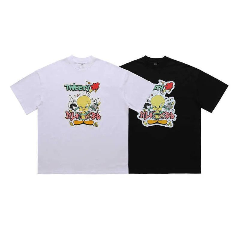 men and women T-ShirtsVivgae fashion cartoon duck print oversize loose national fashion men and women lovers T-shirt fashion