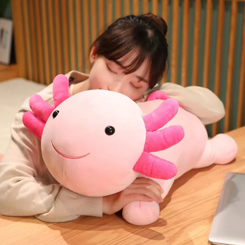 Poupées en peluche Kawaii 60 cm Axolotl peluche jouet dessin animé animal en peluche peluche poupée pour enfants anniversaire noël Halloween cadeaux salamandre 231122