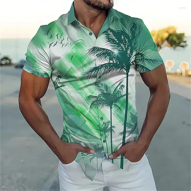 Hawaiian 3D Coconut Printed Mens Summer Shirt Casual, Short