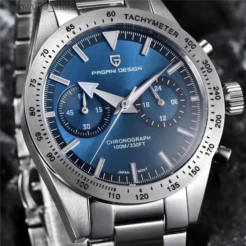 Wristwatches Pagani Design 2023 Księżyc Księżyca Kwarcowy Zegarek dla mężczyzn Speed ​​Chronograph Waterproof VK64 AR Sapphire Mirror Wristwatch 1766Q231123