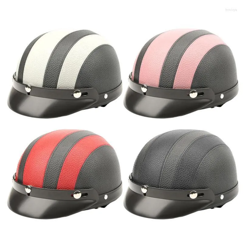 Casques de moto Vélo Rétro Demi Casque Moto Vintage Scooter Moto Cyclisme Sécurité Quatre Saisons Caps Pour L'équitation