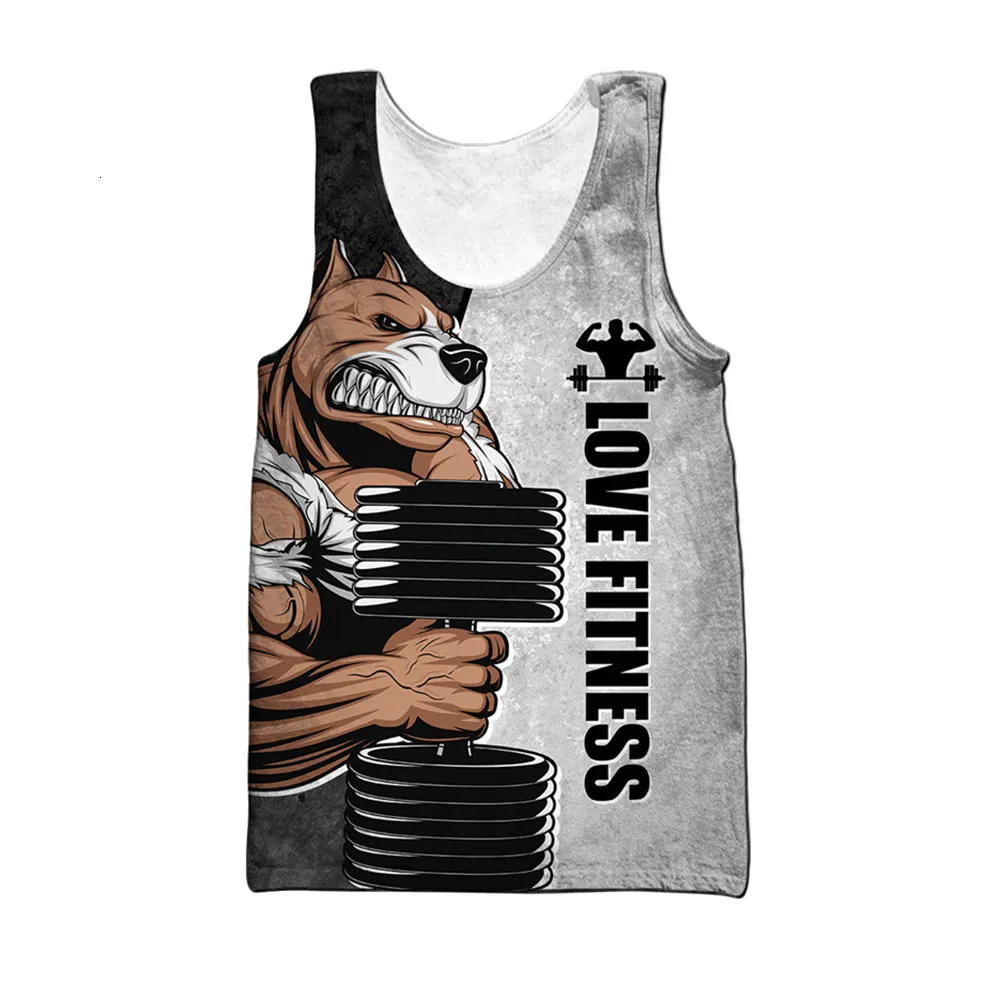 CLOOCL Rottweiler Love Fitness Tank Tops For Men 3D Cartoon Animal