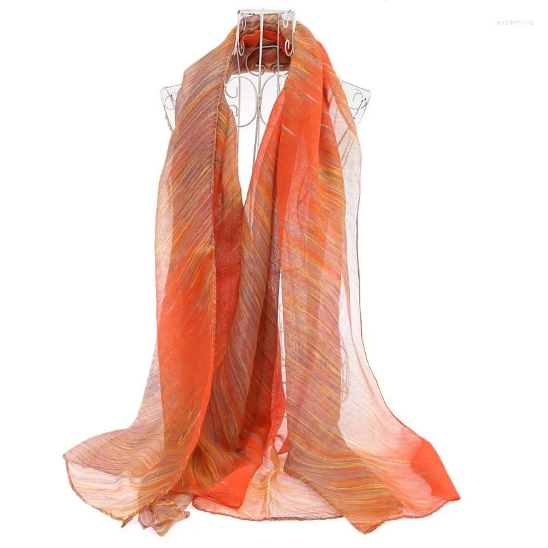 Шарфы 2023 Женские омбрея полоска печатной шарф шаблон геометрия шарфа и шали обертывают хиджаб 10 шт./Лот