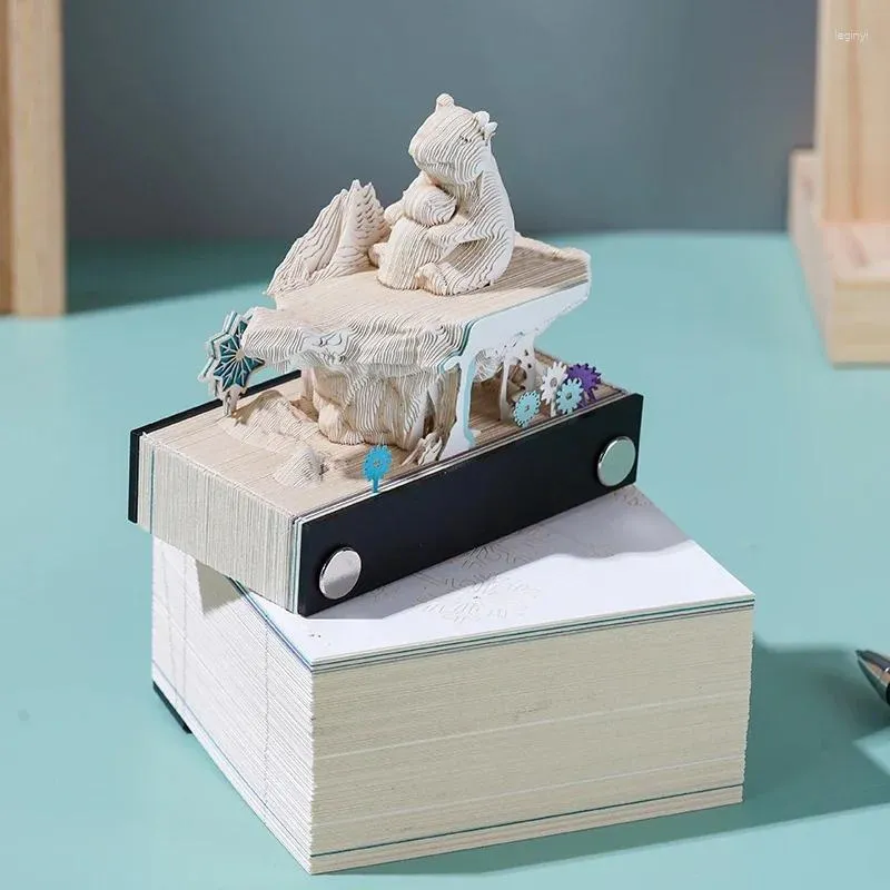 Polar Bear's Travel 3D Paper Carving Note Pad Memo Notes Office & School Supplies Gift For Friends Kawaii Stationery