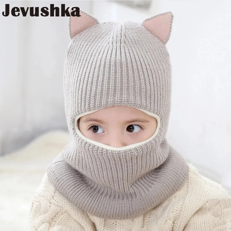 Chapéus Chapéus Inverno Crianças Balaclava Chapéus De Malha Bebê Meninas E Meninos Chapéu Com Forro De Lã Quente Bonito Orelhas De Gato Chapéus Para Crianças HT073 231123