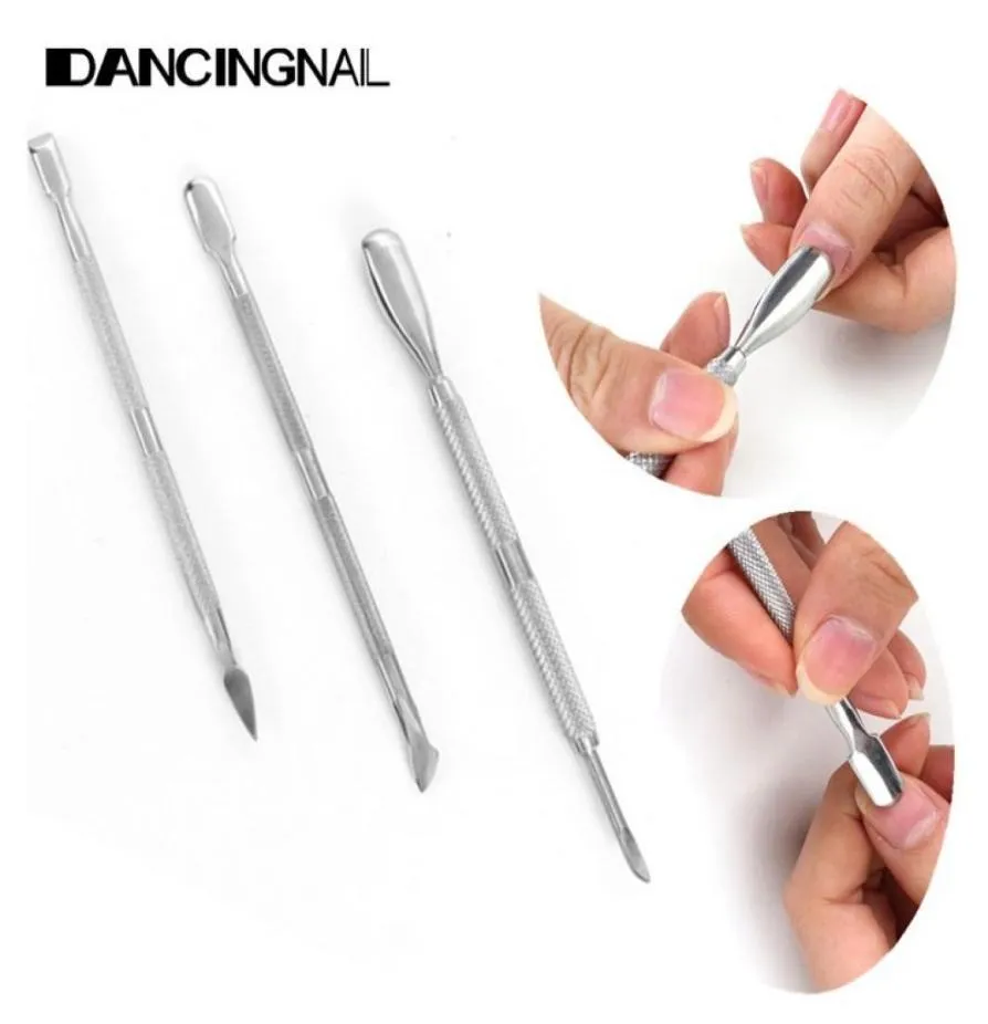 3st rostfritt stål nagelkonst nagelbandsked Pusher Remover Manicure Pedicure Tool Set4835807