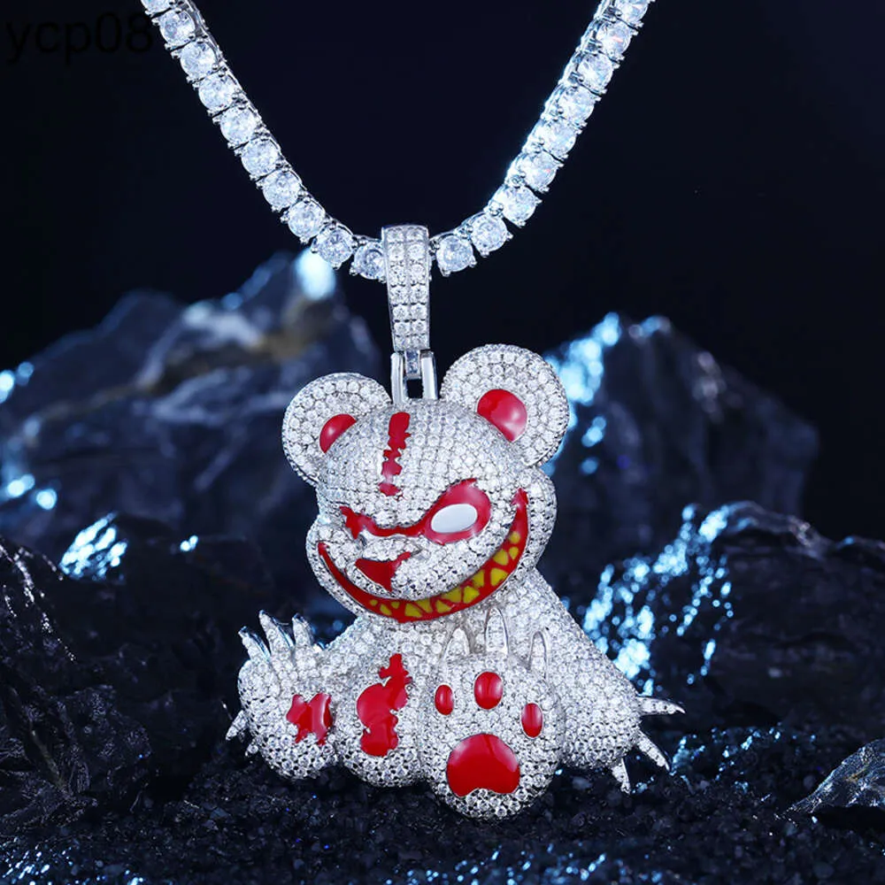 Designer Schmuck Trendy HipHop Rapper Schmuck Cartoon Halskette 925 Sterling Silber VVS Moissanit Diamant Eced Out Angry Bear Anhänger für Männer