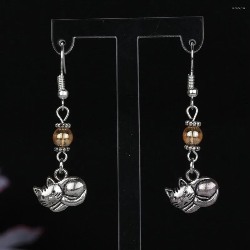 Dangle Earrings Mixed Crystal Bead Beautiful Kitty Charms Drop For Women Accessories Gifts DIY Jewelry S127