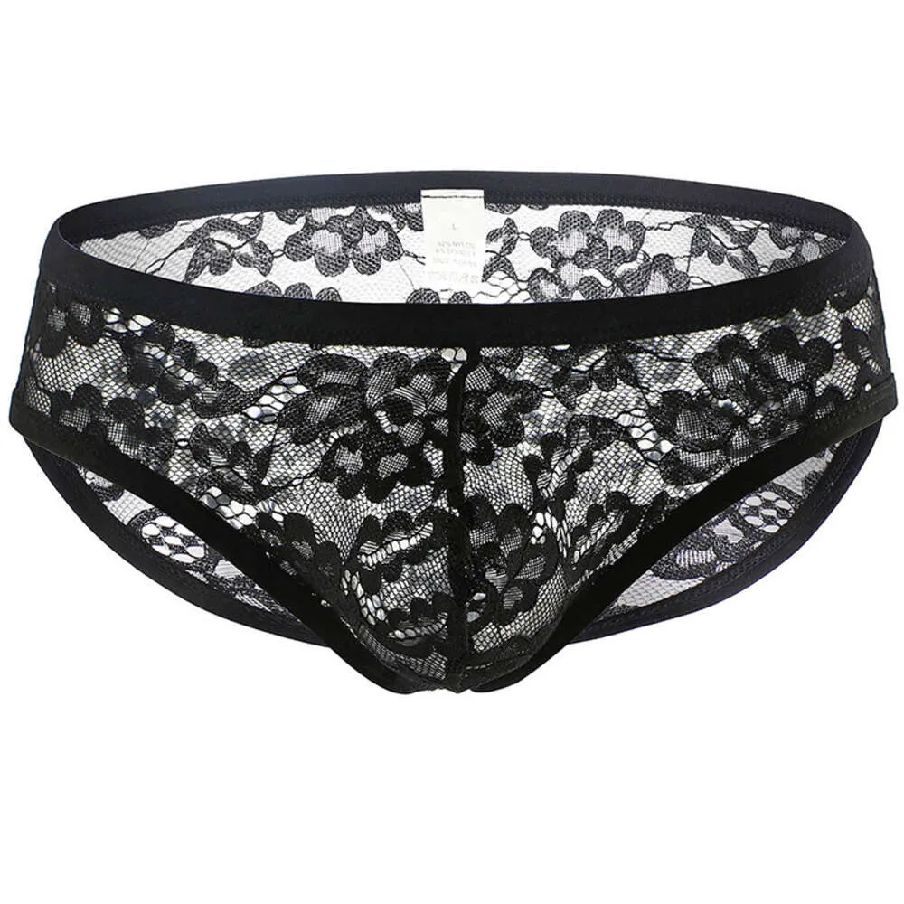 Mutandine Sissy In Pizzo Uomo – Vita Bassa Trasparente Ricamata – Crotale Aperto