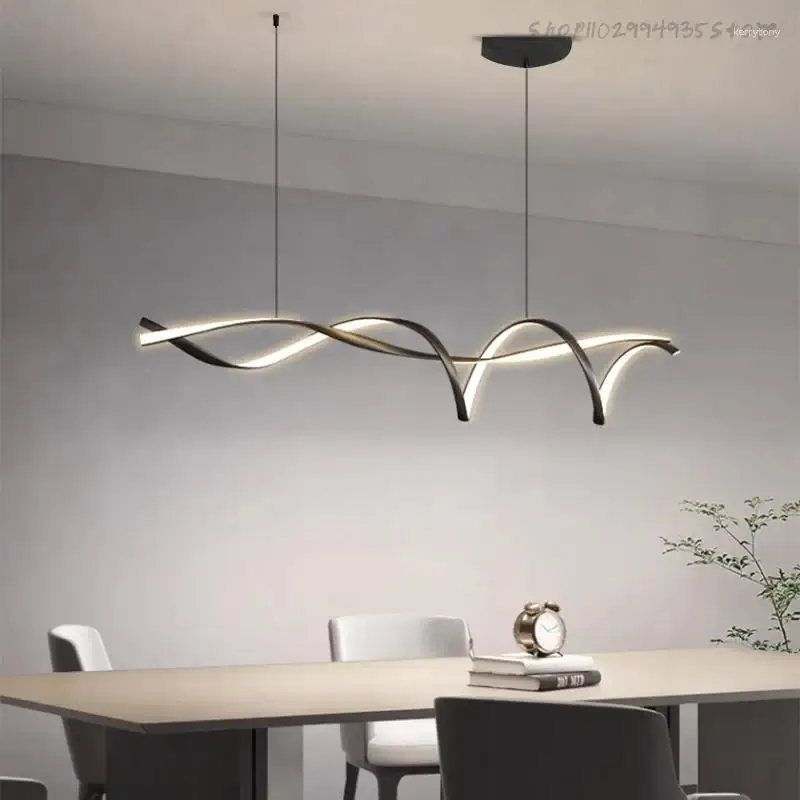 Ljuskronor Creative Black Modern LED för matsal kök ö bar dekor nordisk lampa tak ljuskrona fixturer