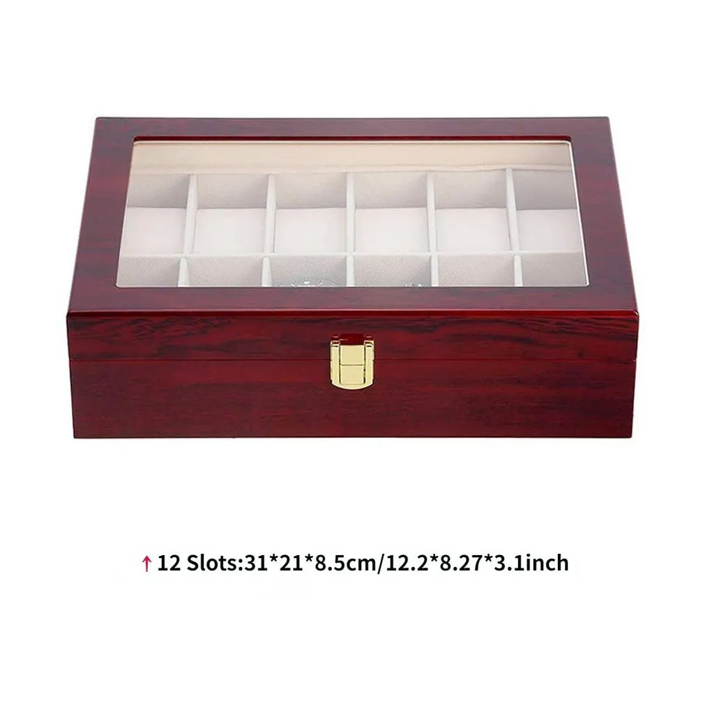 watch boxes cases luxury wooden watch box 123561012 grids watch organizers 6 slots wood holder boxes for men women watches jewelry display