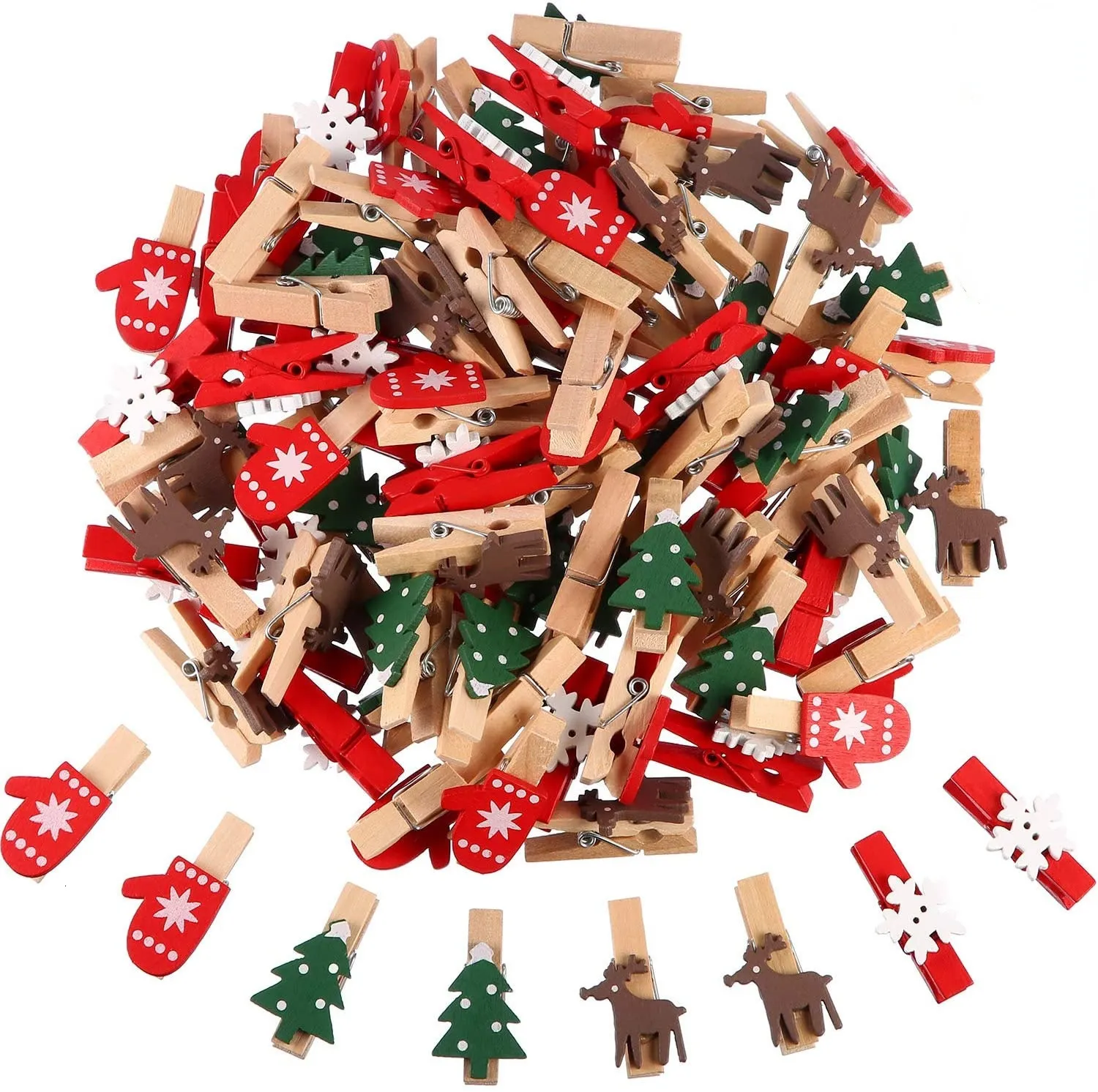 Other Event Party Supplies 10pcs Christmas Wooden Clips Year Decoration Po Wall Clip DIY Ornaments Decorations for Home Xmas Tree 230422