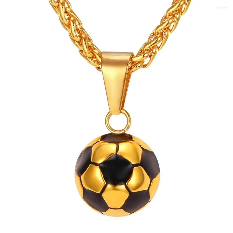 Hänge halsband chainpro boll hängen guld färg rostfritt stål grossist fotboll halsband kvinnor män sport gym smycken p412