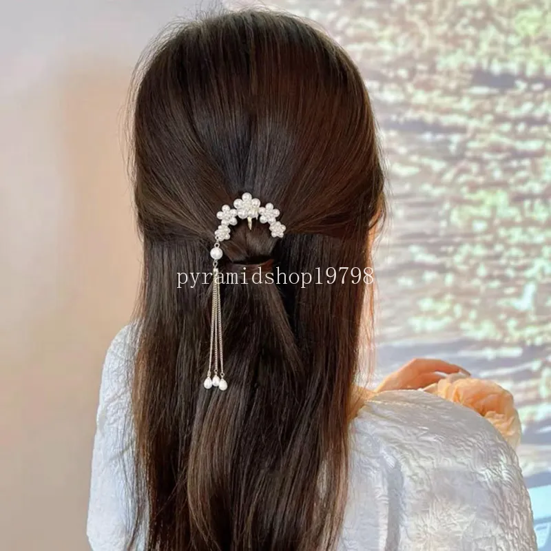 Novo strass pérola hairpin estilo chinês parte de trás da cabeça em forma de u varas de cabelo feminino meninas headwear acessórios para o cabelo