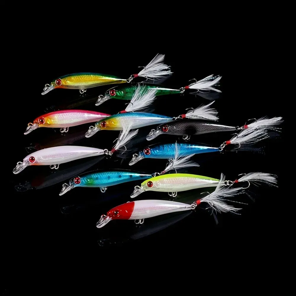 Hook Up Baits Set With Feather Hooks Larser Minnow Lures For Bass Faster  Catch, 9cm Length, 7g Weight From Chao07, $9.39