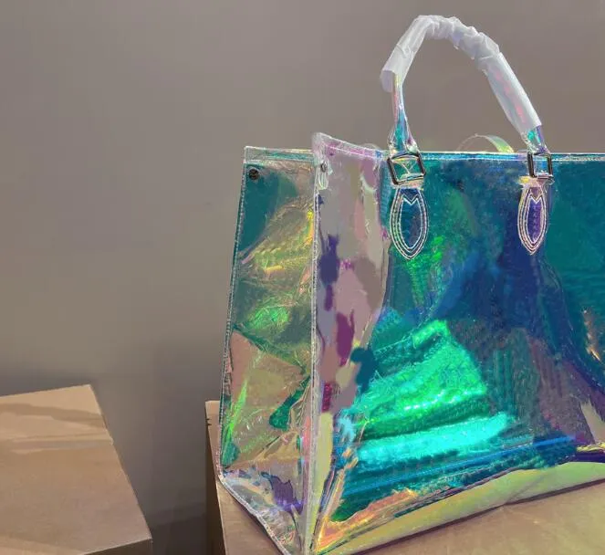 luxury Laser Bag shopping bags Transparent Portable Shoulder Beach Tote Dazzle Colour lady GM Bags Handbags Women on the go Totes mommy Handbag