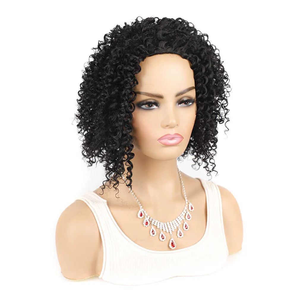 yielding Wig headgear women's small curly headgear matte black curly half headgear fluffy curly headgear