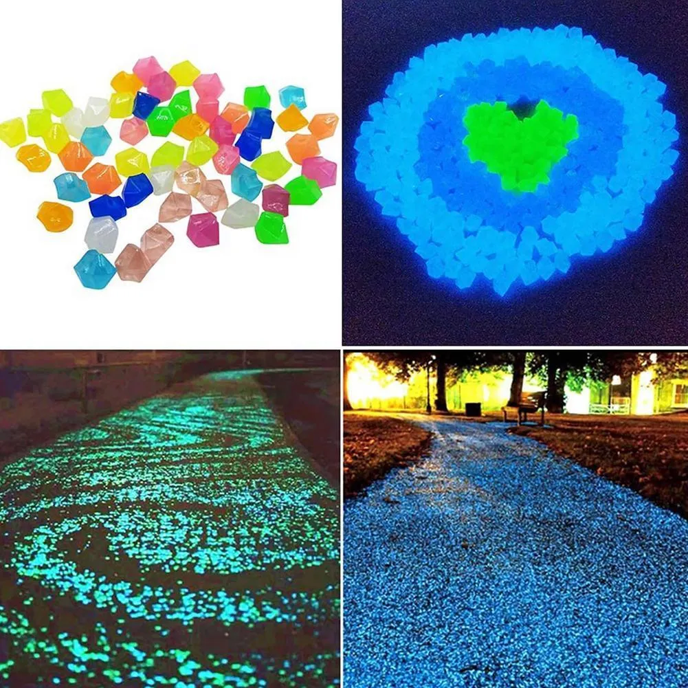 Glow In The Dark Stones Pebbles Decorative Luminous Stones Glow Rocks Pebbles For Garden Pathway Fish Tank Aquarium Green