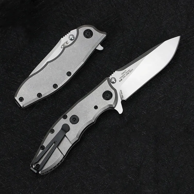 Alliage de titane ZT 0562CF / 0562TI Couteau pliant Poignée en fibre de carbone Haute dureté Camping en plein air Sécurité Défense Couteaux de poche Outils EDC