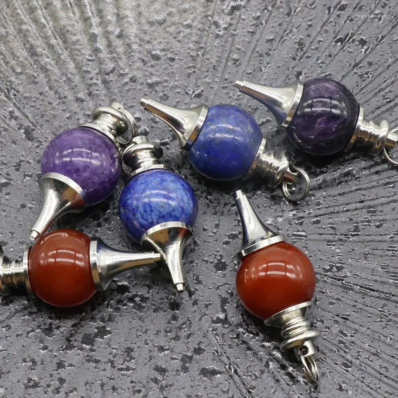 Pendant Necklaces Natural Quartz Stone Pendants Amethysts Red Agates Lapis Purple Crystal Radiesthesia Pendulum Pendulos For Dowsing