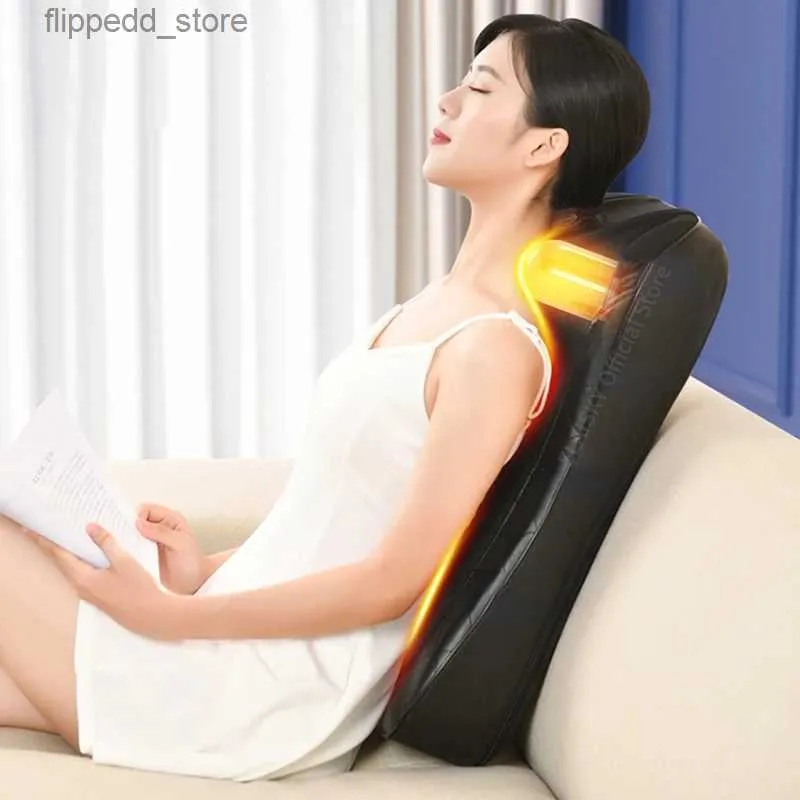 Massaging Neck Pillowws Electric Shiatsu Head Neck Cervical Ttraction Body Massager Car Back Pillow with Heating Vibrating Massage Device Q231123