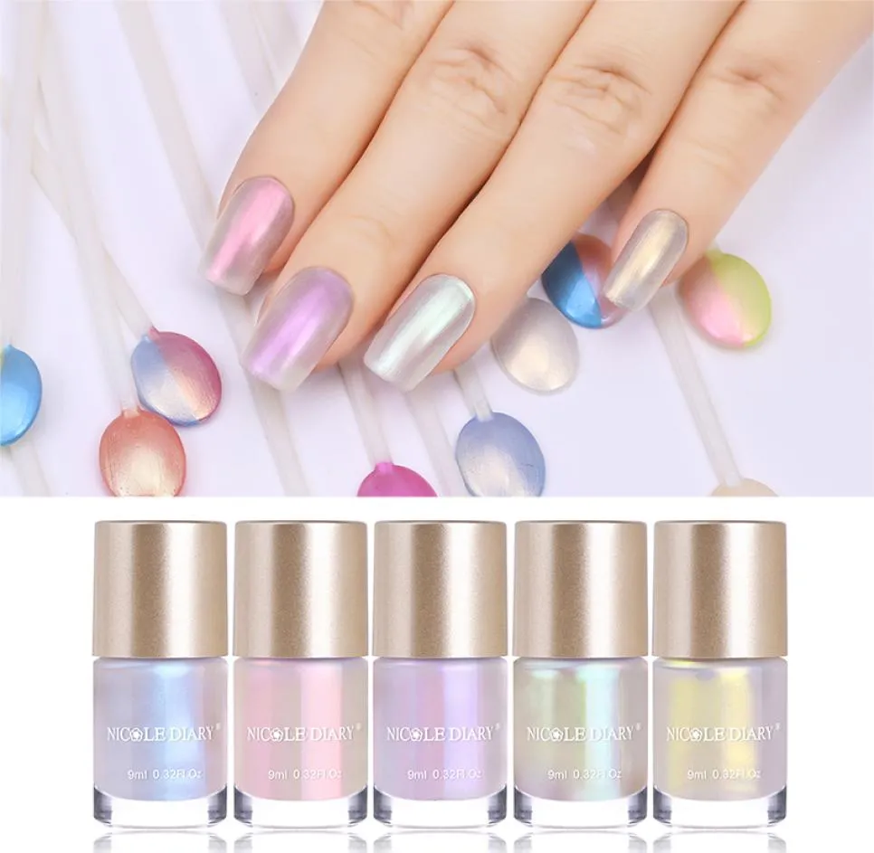 Esmalte de uñas gelatina holográfica laca térmica metálica brillante Flakies lentejuelas manicura laca para decoración de uñas barniz 9ml2482933