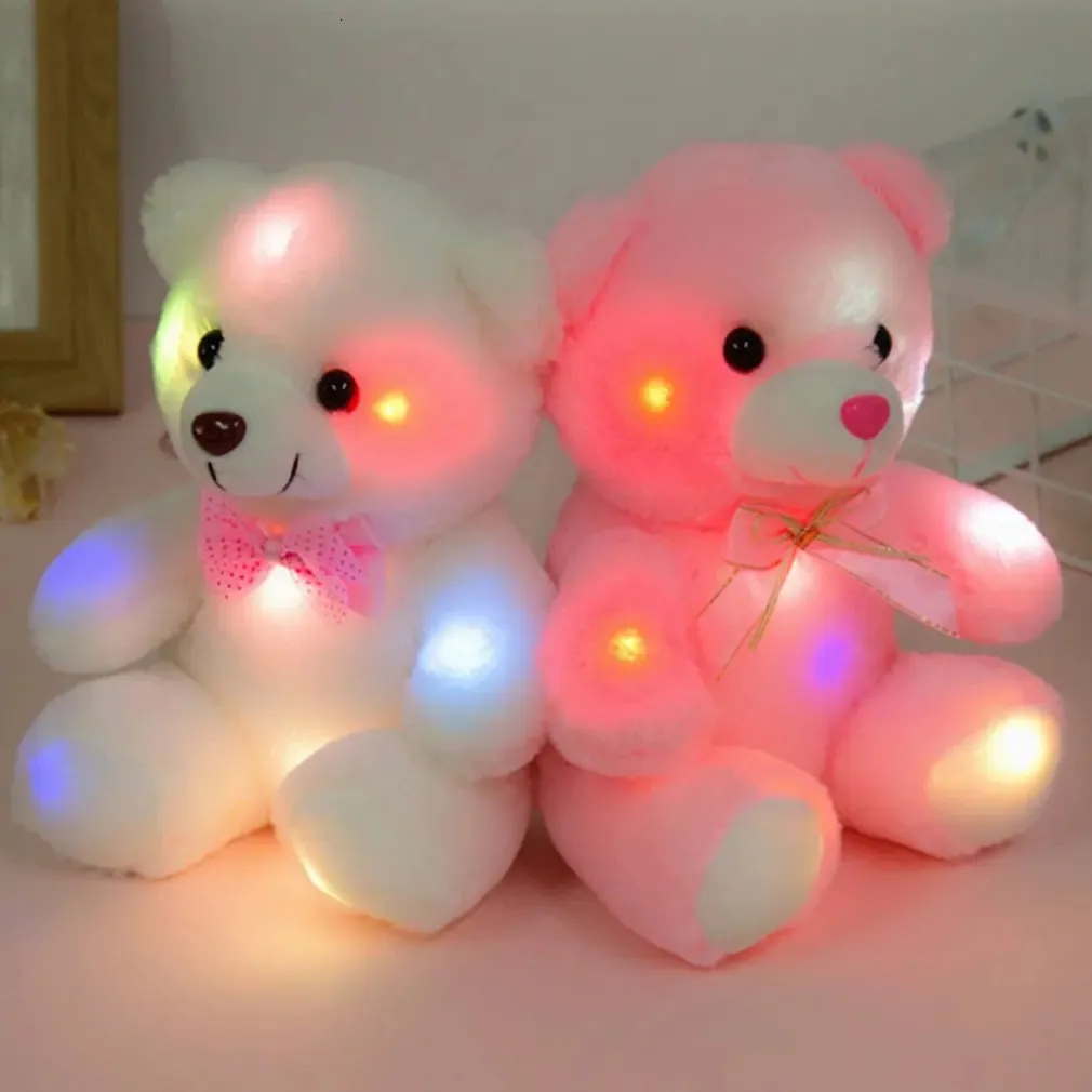 Bambole di peluche 22 cm Romantic Light Up LED Rosa Glowing Bear Glitter Teddy Doll Toy Creativo Regalo di Natale Decorazione di compleanno 231123