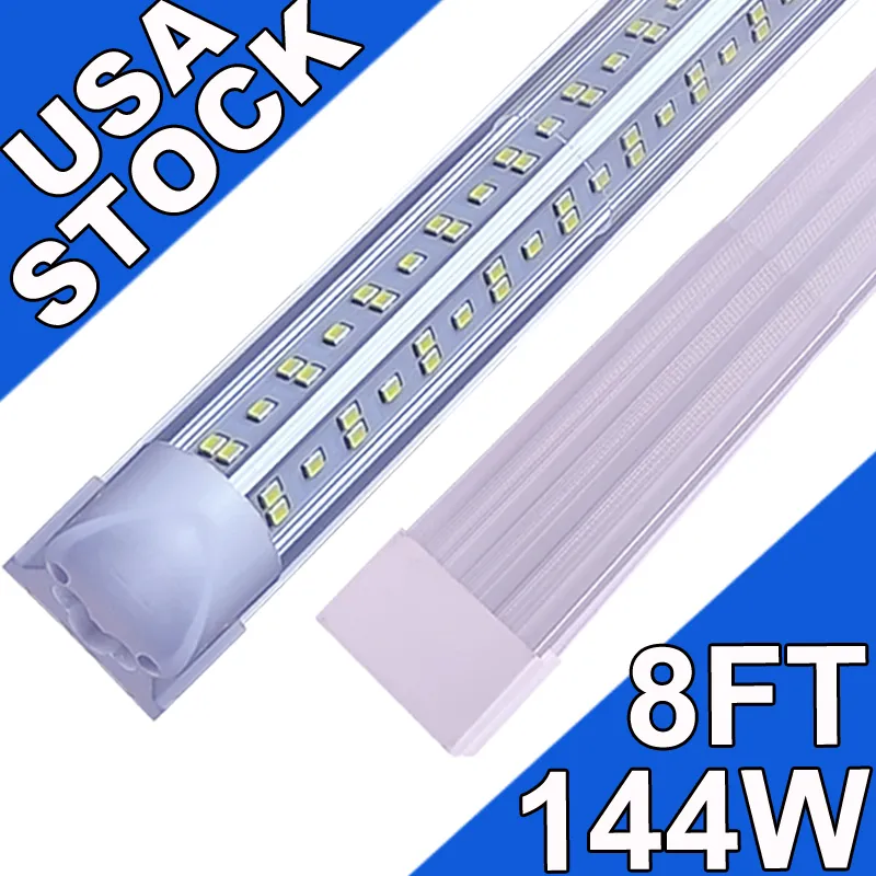 Lampada da negozio a LED da 8 piedi, lampada da garage da 8 piedi 144 W da 8' Tubo LED integrato T8 da 96'', lampadine a LED collegabili per magazzino in garage, montaggio superficiale Plug and Play ad alto rendimento USA