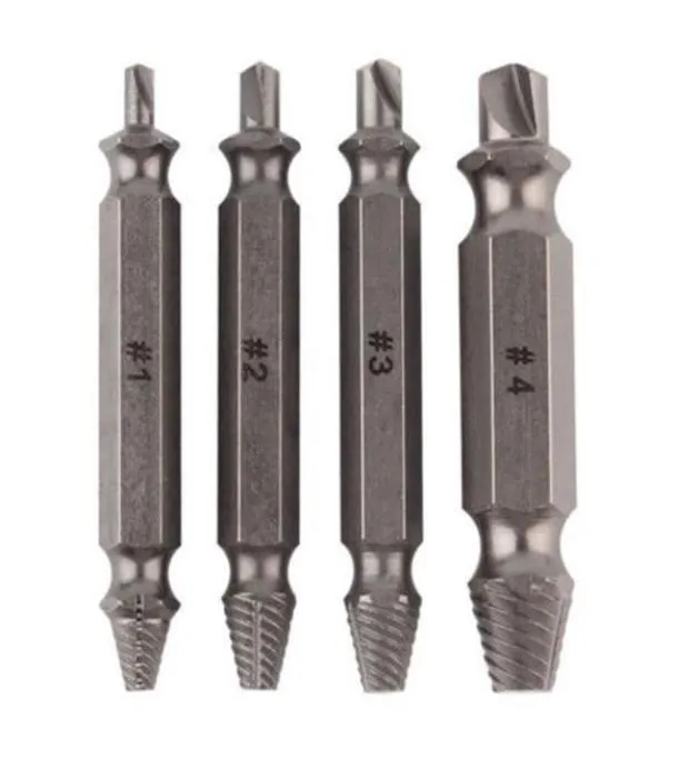 4pcs Double Side Drill Out Damaged Screw Extractor Drill Bits Stripped Screw Removers2210993