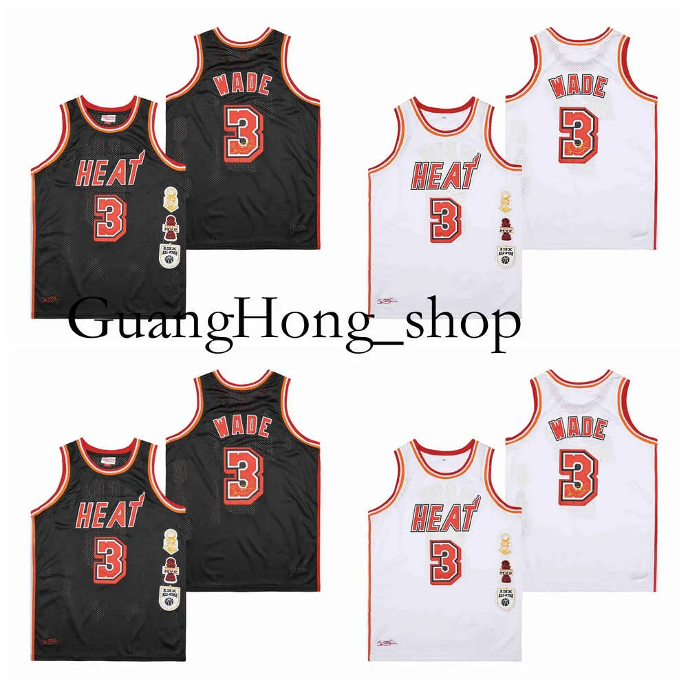 GH Dwyane Wade Heats L3GACY Basketball Jersey Miamis Mitch and Ness Throwback Black White Size S-XXL