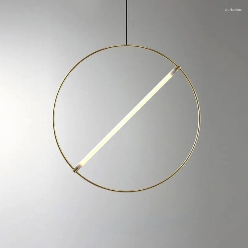 Pendellampor modern cirkel smidesjärn ledt ljus kök vardagsrum hängande lampa belysning dekor guld tak restaurang