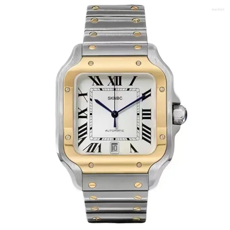 Relógios de pulso Sknbc marca ou personalizado logotipo de luxo relógios para homens mulheres calendário completo relógio mecânico automático de aço inoxidável
