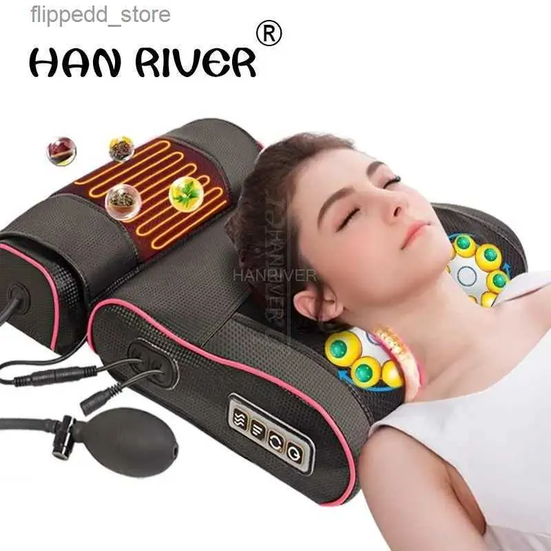 Massating Neck Pillowws Masseur de colonne cervicale, épaule, cou et taille, coussin de massage, pétrissage de tout le corps, oreiller de massage cervical multifonctionnel Q231123