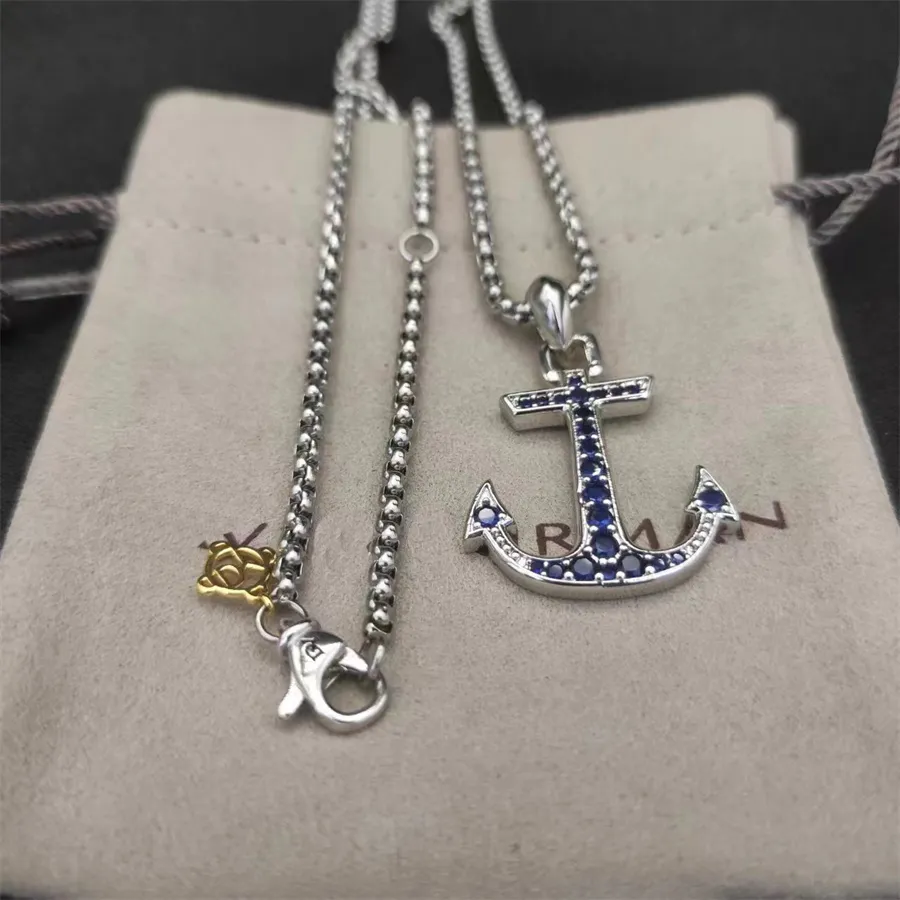 Dy Senior Designer Pendant Necklace Classic Diamond Vintage Anchor Star Halsband Längd 45 cm-90 cm smycken födelsedagspresent Män och kvinnor med låda