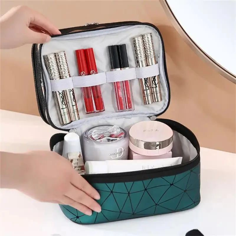 Cosmetische tassen etuis Multifunctionele dubbele transparante make-up tas Dames make-up tas Grote capaciteit reismake-up organizer Toiletartikelen Schoonheidsopslag 231122