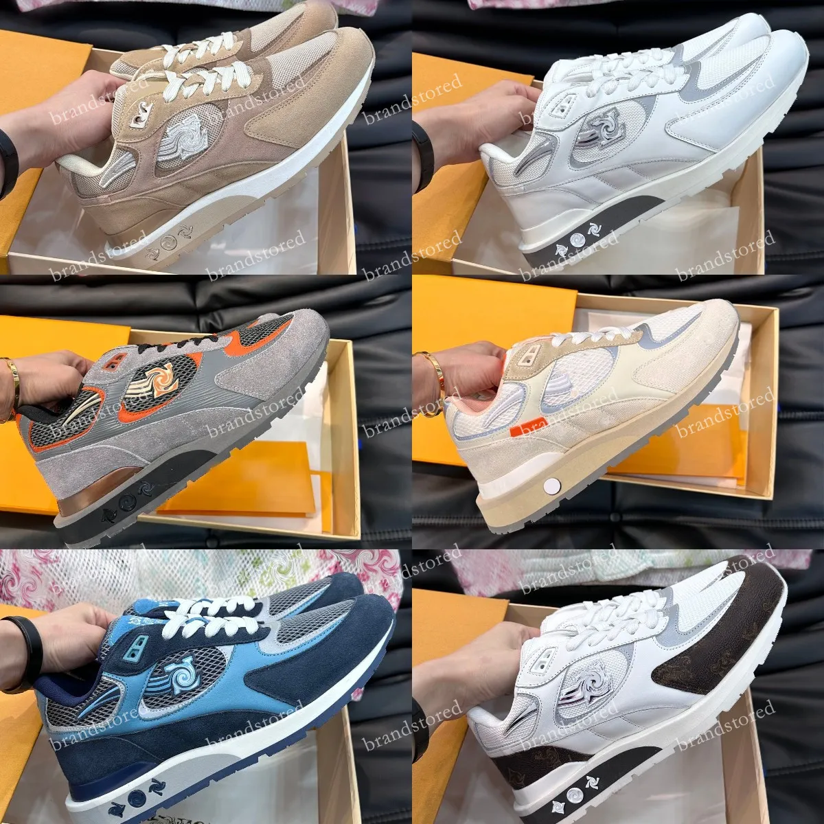 Baskets de créateurs RUN AWAY Chaussures Casual Hommes Chaussures Femmes Baskets En Cuir De Veau Maille Couleur Mixte Entraîneur Rétro Épissage Styliste Chaussure