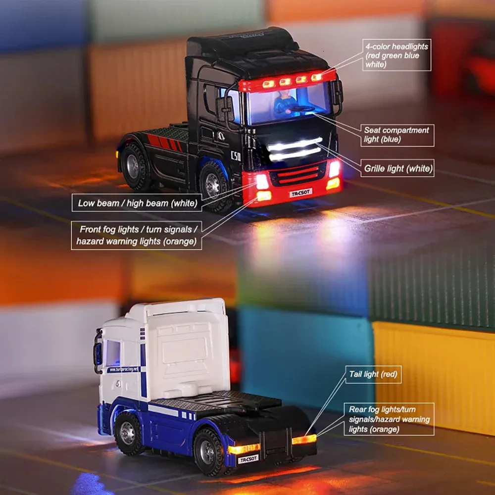 DHgate RC 1 76 Scale Semi Truck Mini Racing Turbo Car Full Proportional Remote Control Toy for Kids and Adults 231122 Toys Gifts