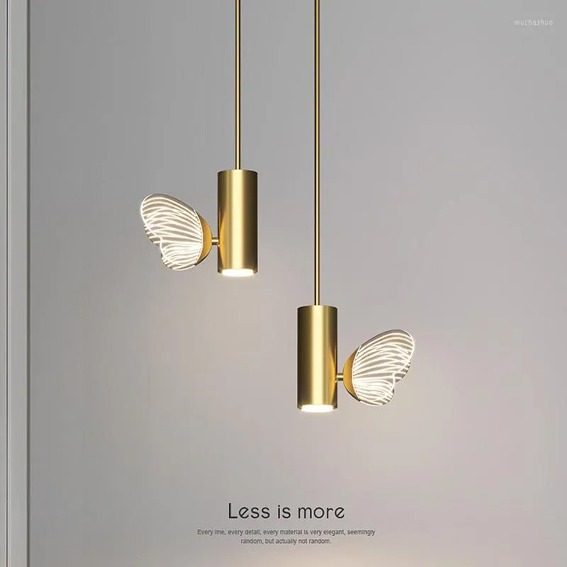Pendelleuchten Schmetterling LED-Leuchten Nordic Innenbeleuchtung Gold Nachttischlampe hängende moderne Wohnzimmer Dekoration