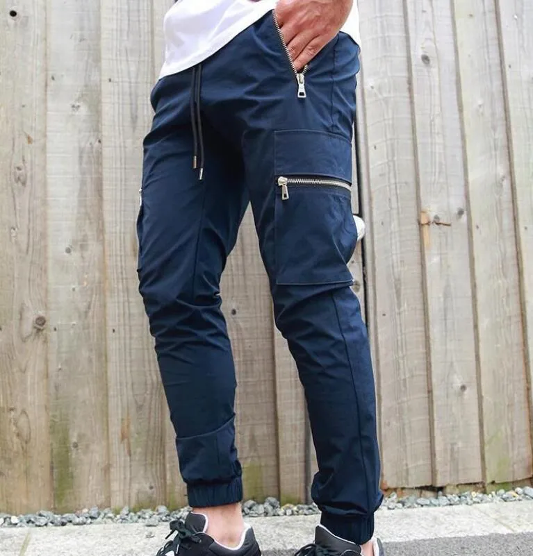 Pantaloni da uomo nuovi Moda Multi Pocket Cargo Streetwear Hip Hop Pantaloni elastici in vita Harem alla caviglia Baggy uomo