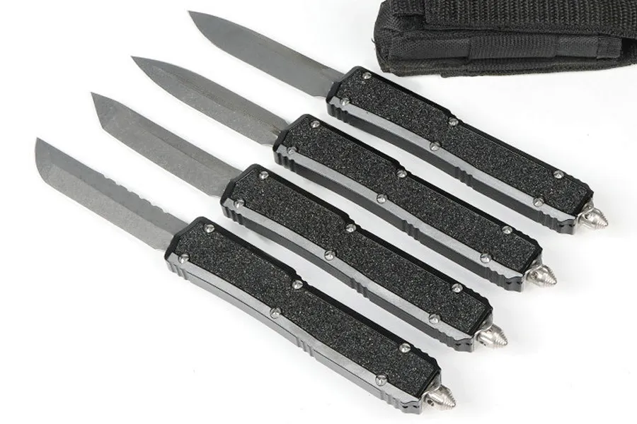 High Quality M7678 MT AUTO Tactical Knife D2 Steel Stone Wash Blade Black Aviation Aluminum Handle Outdoor EDC Pocket Knives with Nylon Bag and Repair Tool