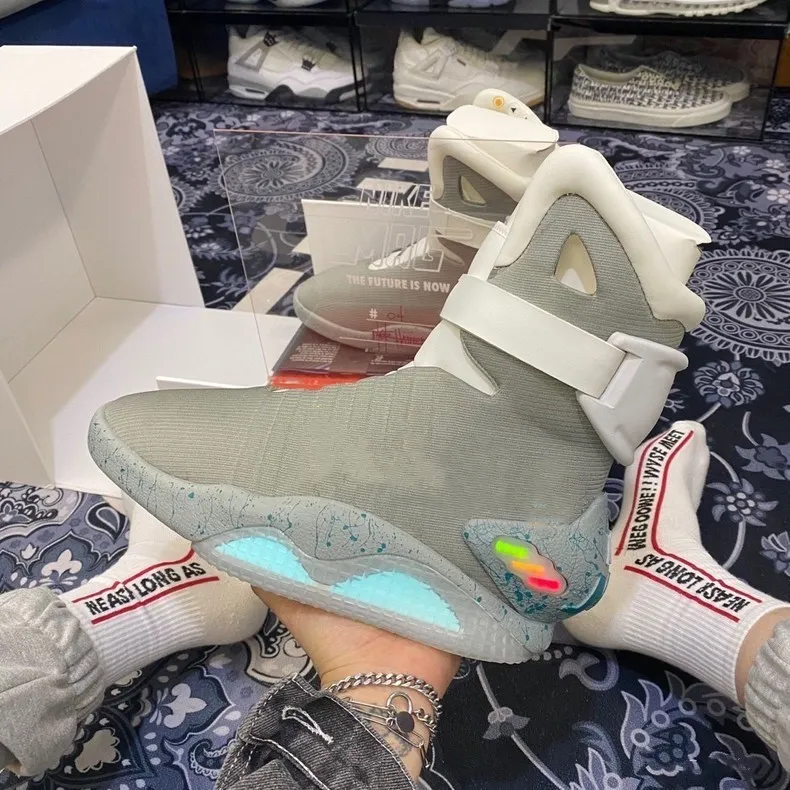 DHgate Back to the Future Lace Up Sneakers LED Glow in the Dark Gray McFlys Air Mag Shoes Shoes Accessories