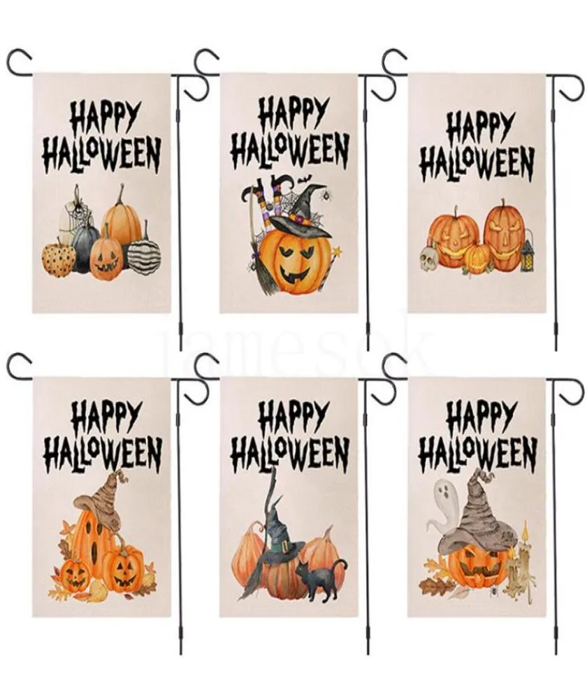 4732 cm Halloween Garden Flag stampa Bandiere di zucca Terrore di lino Banner Decorazione europea e americana dd1699374922