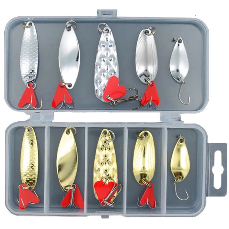 Spoon Hooks Fishing Set With Tackle Box Kit Gold And Silver Metal Jig Spoon Spinner  Lure Wobbler Bait Set 231123 From Chao07, $9.39