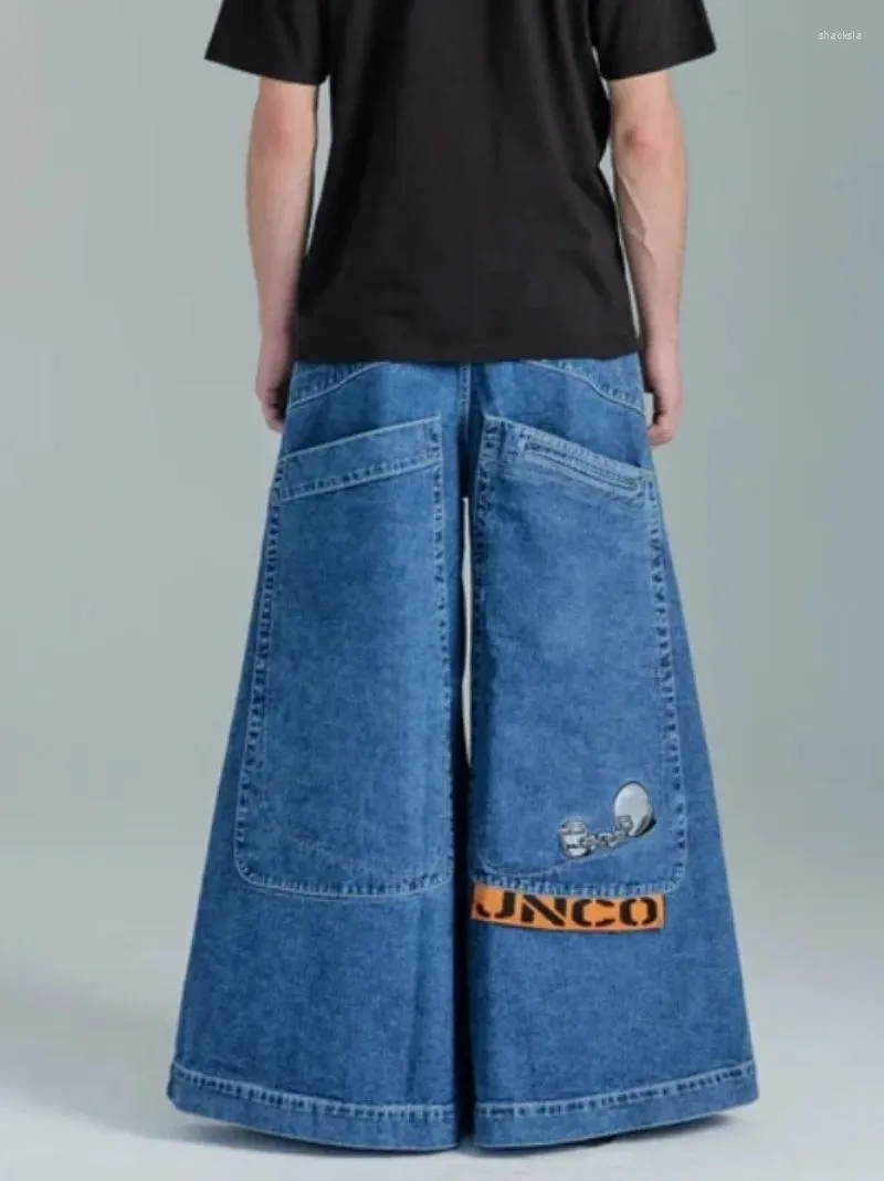 Męskie dżinsy jnco workowate y2k męskie kieszenie Hip Hop Blue vintage Denim Pants Harajuku Gothic szerokie spodnie deskorolki